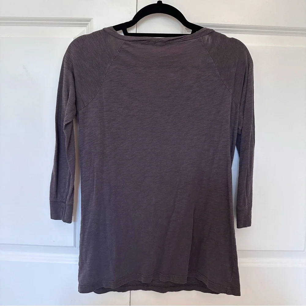 Vintage Style Women's J.Crew Dark Gray 3/4 Sleeve Henley Top